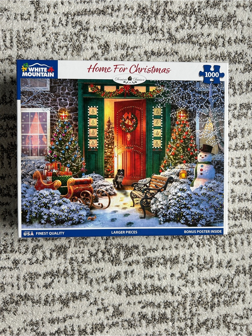 White Mountain Home For Christmas Holiday 1000 Piece Puzzle Festive Door Scene